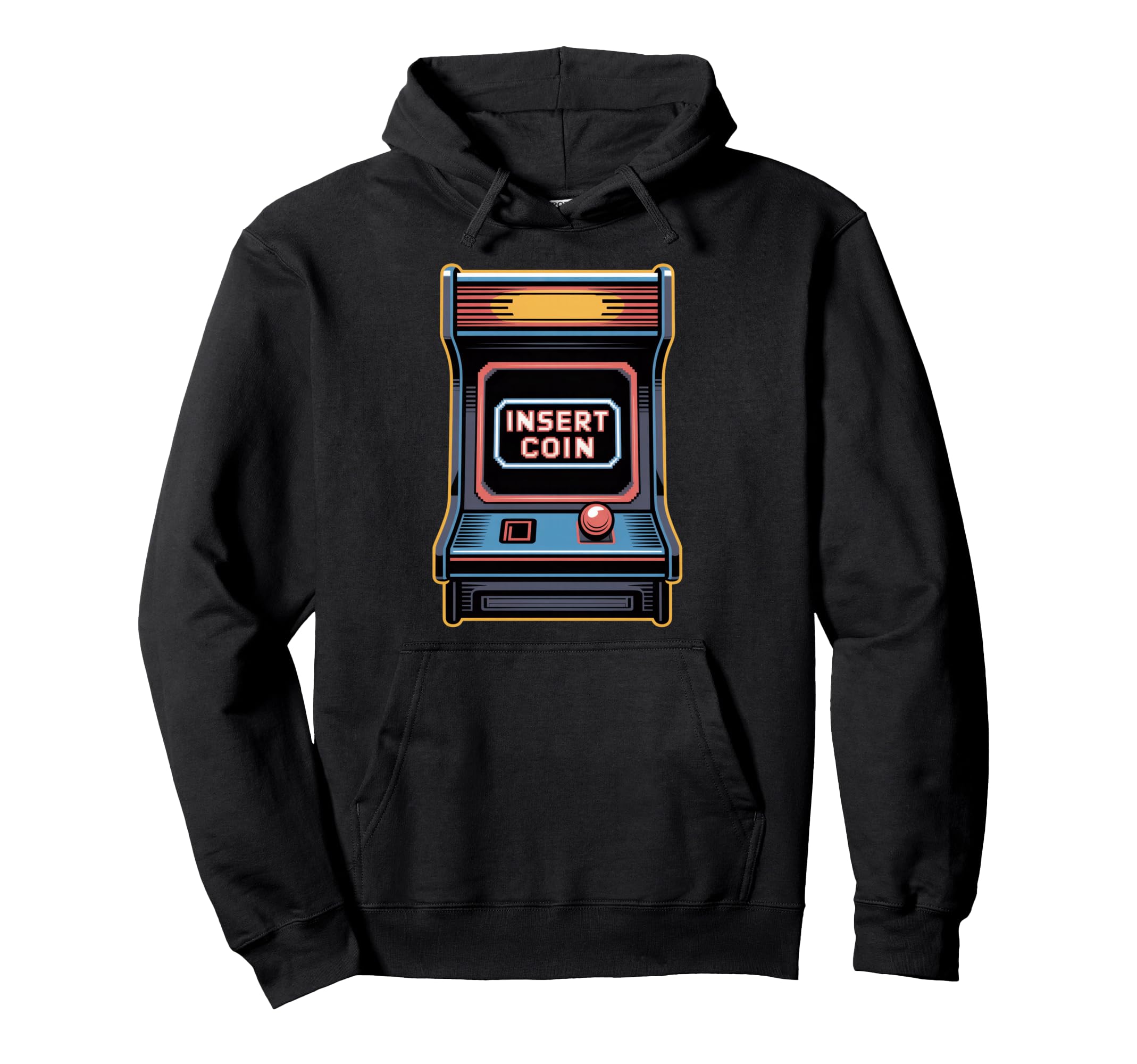 Insert Coin Arcade Cabinet Gaming Hoodie - Custom Art Print for Adults - T-Shirt, Sweatshirt, Hoodie