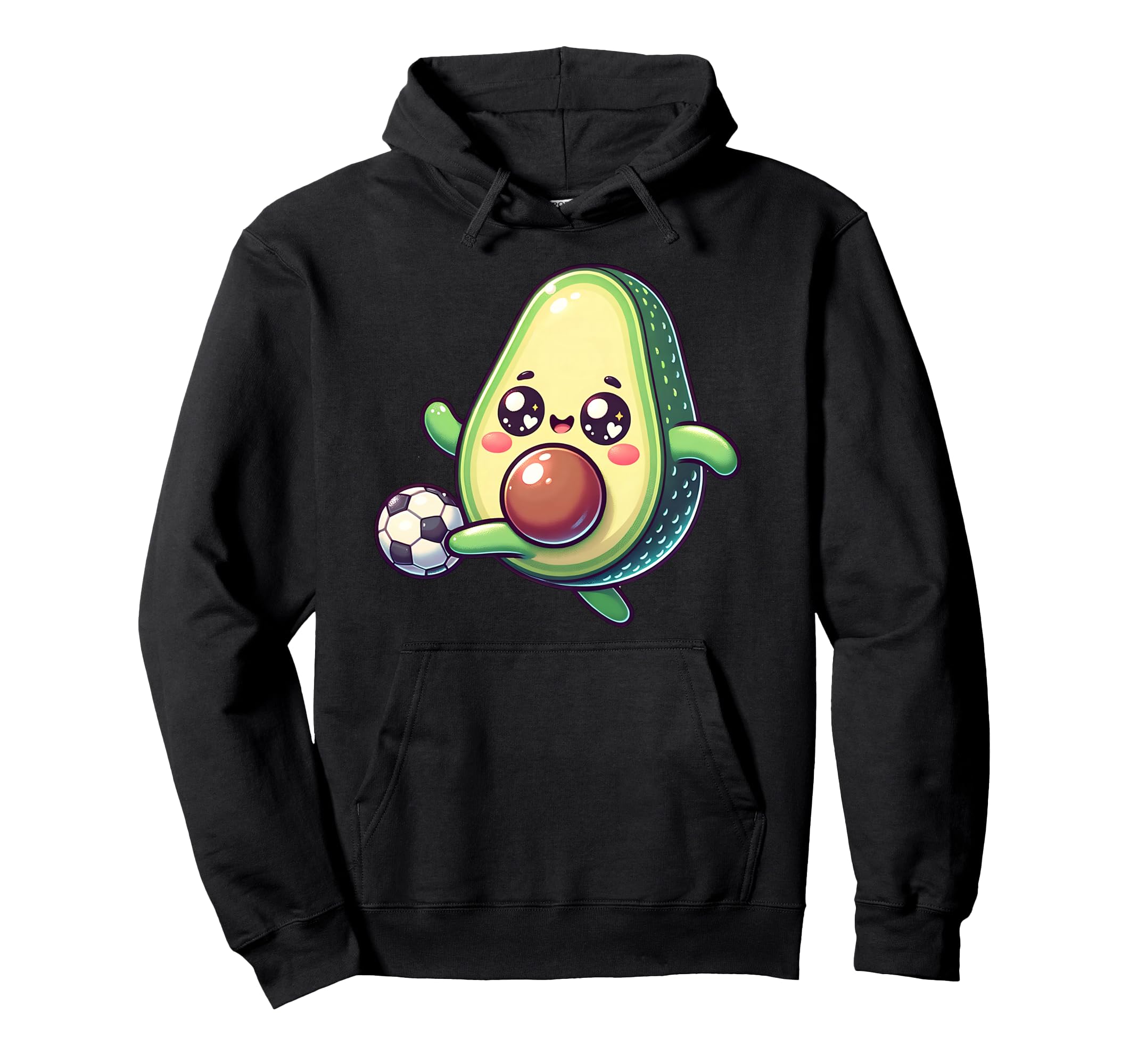 Kawaii Avocado Playing Soccer Football Hoodie - Novelty Apparel Men Women - T-Shirt, Sweatshirt, Hoodie