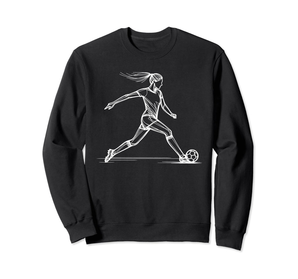 Line Art Soccer Sport Player Sweatshirt - Casual Everyday Wear Men Women - T-Shirt, Sweatshirt, Hoodie