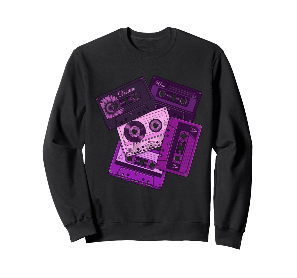 Purple Cassette Tape Music 80S 90S Sweatshirt - Streetwear Style Unisex - T-Shirt, Sweatshirt, Hoodie