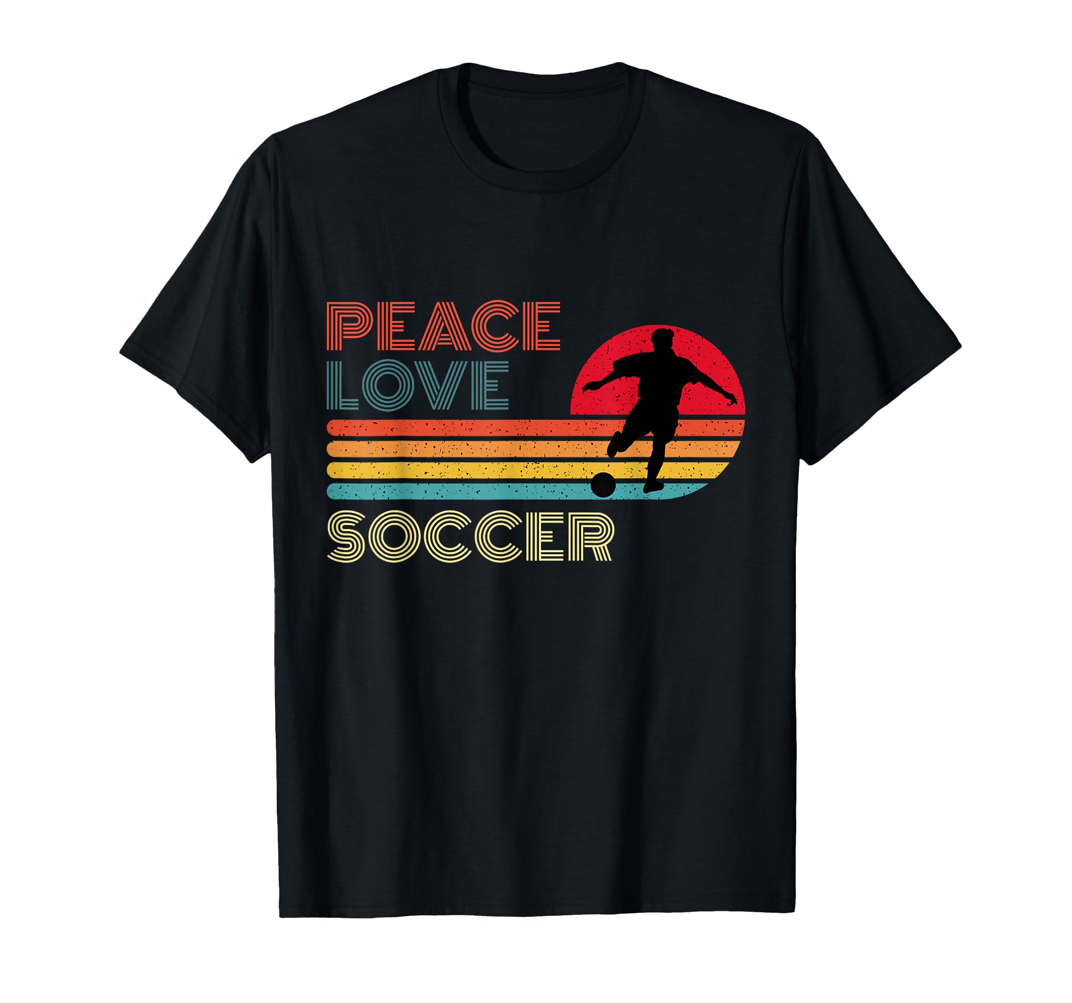 Peace Love Soccer Striped Sunset T-Shirt - Casual Everyday Wear for Adults - T-Shirt, Sweatshirt, Hoodie