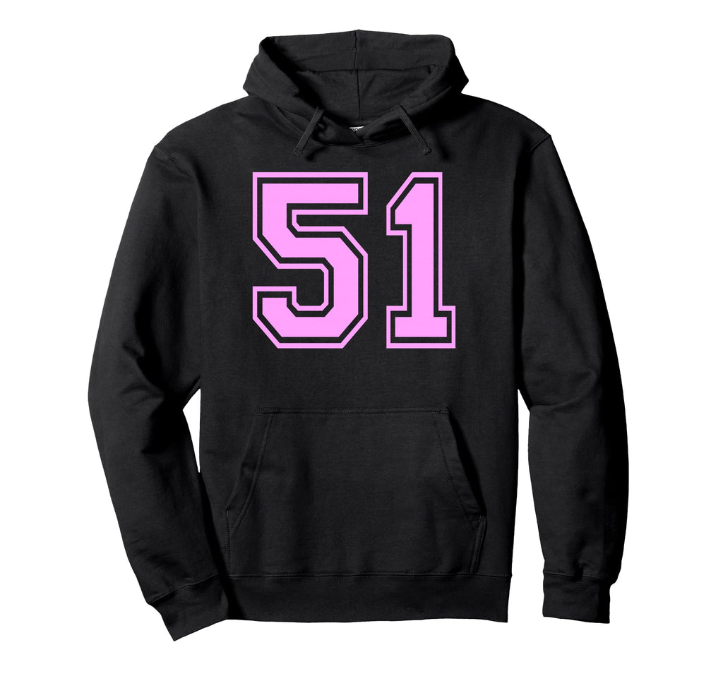 51 Number Fifty One Sports Varsity College Hoodie - Novelty Apparel Unisex - T-Shirt, Sweatshirt, Hoodie