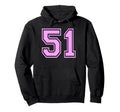 51 Number Fifty One Sports Varsity College Hoodie - Novelty Apparel Unisex - T-Shirt, Sweatshirt, Hoodie