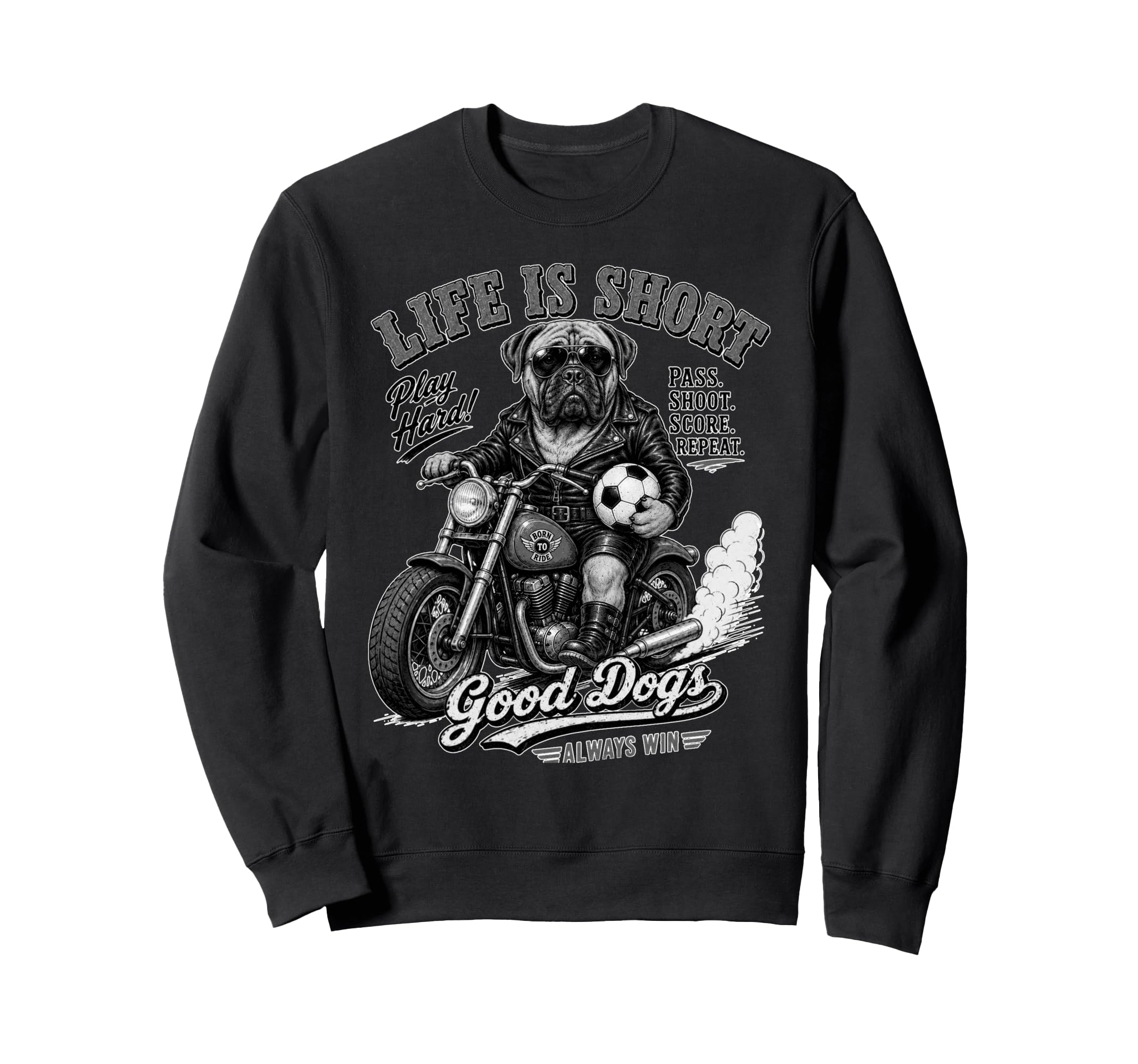 Mastiff Motorbike Love Footbal Sweatshirt - Graphic Print for Adults - T-Shirt, Sweatshirt, Hoodie