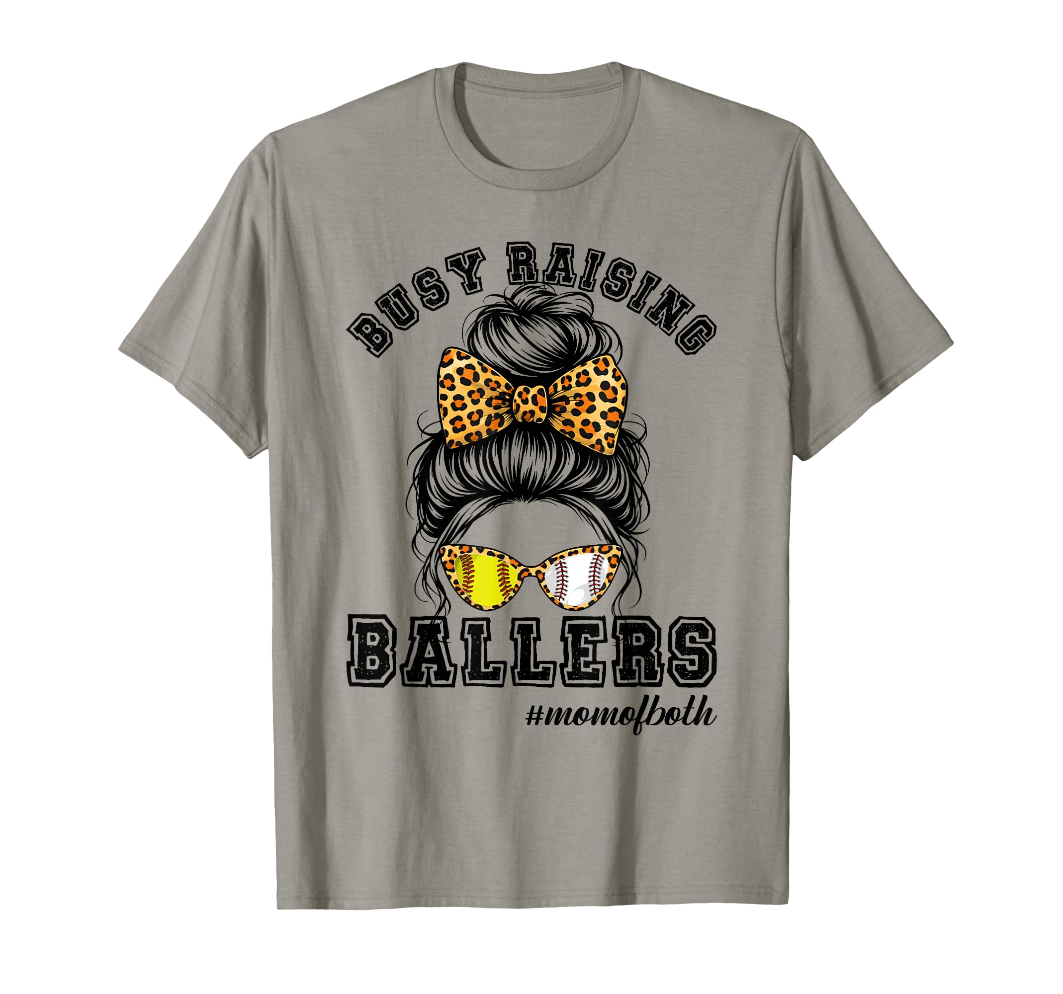 Messy Bun Mom Busy Raising Ballers T-Shirt - Custom Art Print for Adults - T-Shirt, Sweatshirt, Hoodie