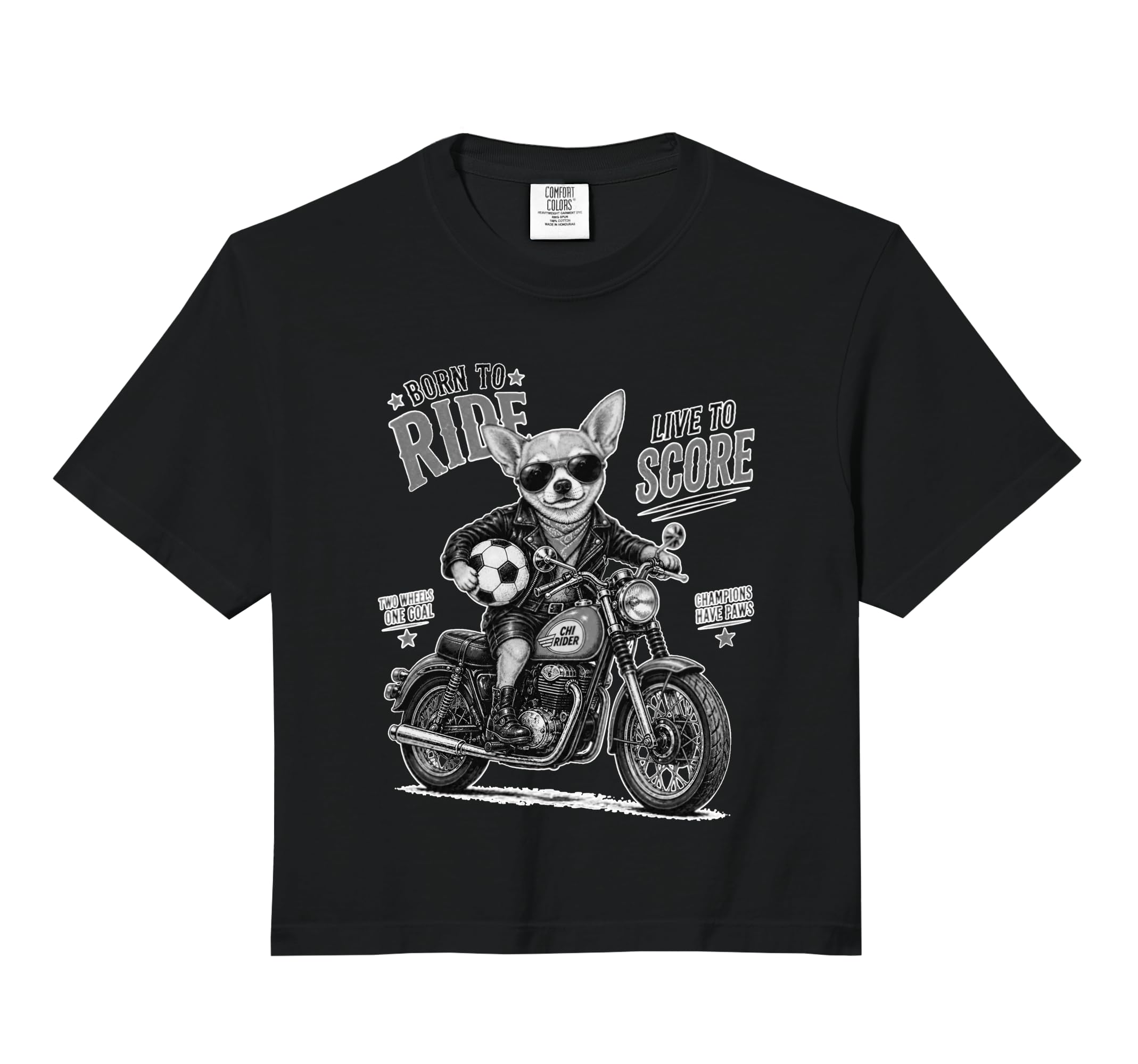 Chihuahua Motorbike Love Footbal T-Shirt - Fun Novelty Design Unisex - T-Shirt, Sweatshirt, Hoodie