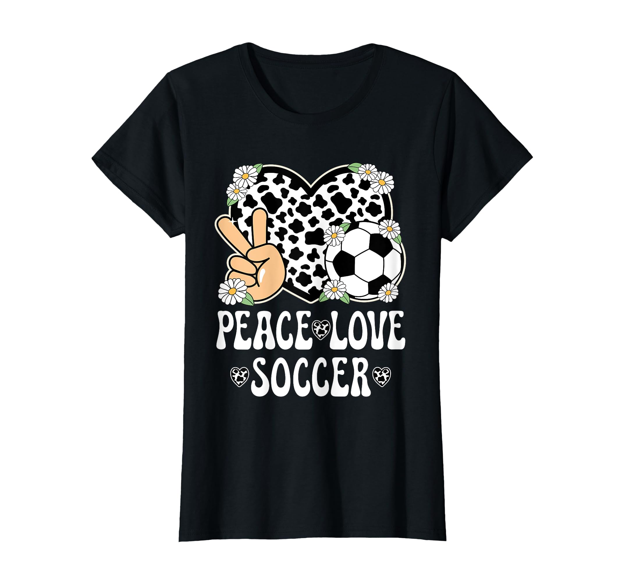 Peace Love Soccer Lover Cow Soccer T-Shirt - Minimalist Print for Adults - T-Shirt, Sweatshirt, Hoodie
