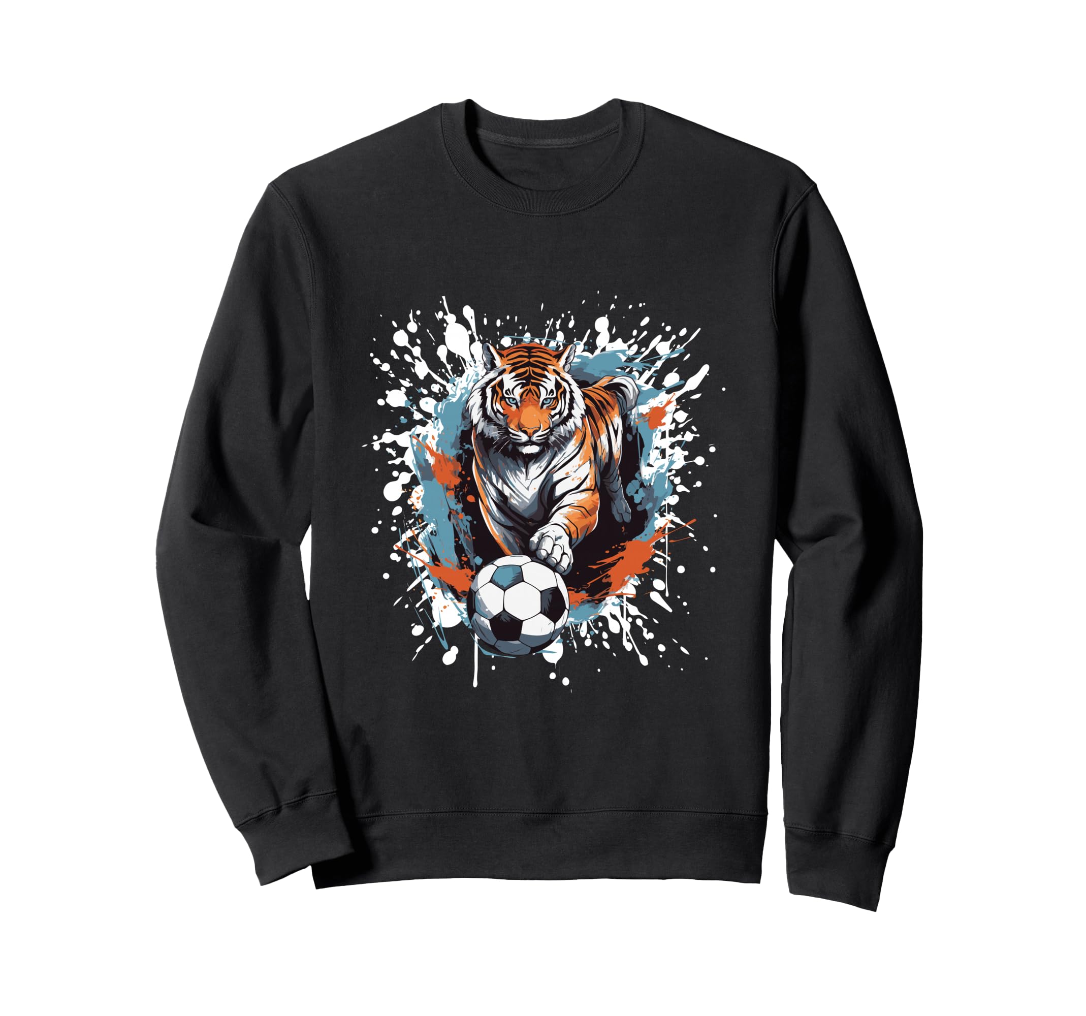 Tiger Playing Soccer Funny Animal Sweatshirt - Graphic Print for Adults - T-Shirt, Sweatshirt, Hoodie