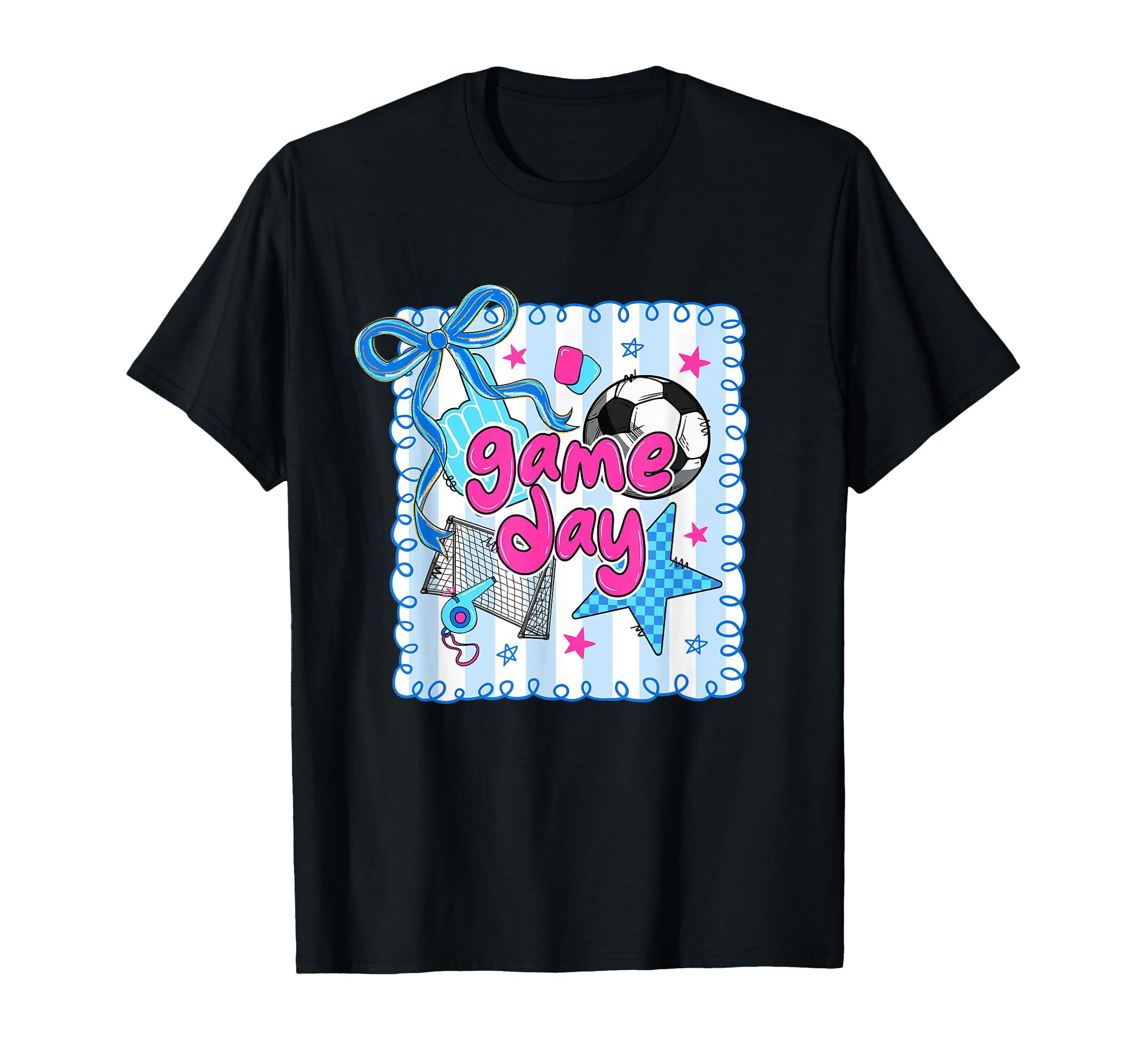 Game Day Soccer Checkered Bow Funny T-Shirt - Minimalist Print Unisex - T-Shirt, Sweatshirt, Hoodie