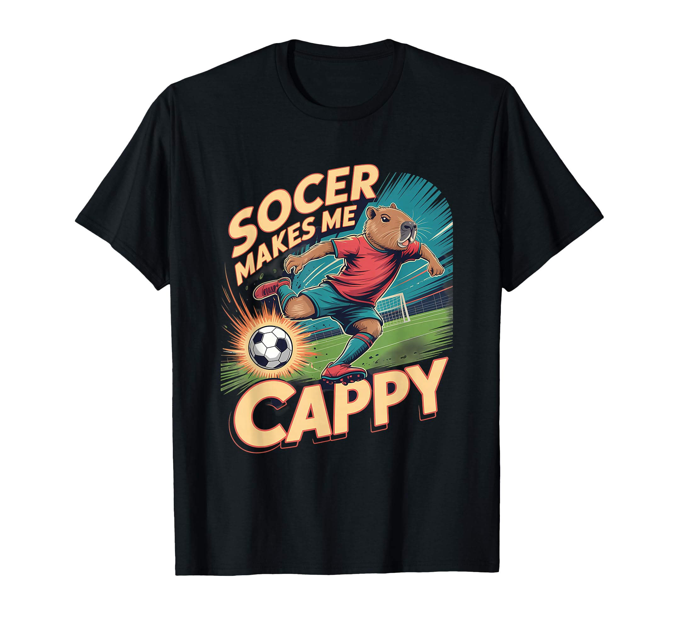 Soccerer Capybara Pun Football Funny T-Shirt - Novelty Apparel Unisex - T-Shirt, Sweatshirt, Hoodie