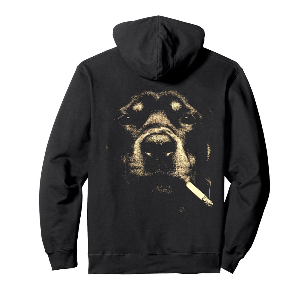 Rottweiler Smoking Cigarette Grunge Hoodie - Custom Art Print for Adults - T-Shirt, Sweatshirt, Hoodie
