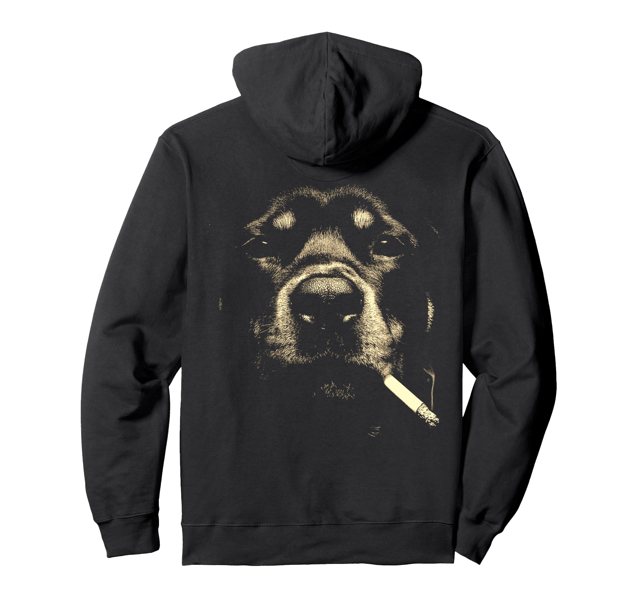Rottweiler Smoking Cigarette Grunge Hoodie - Custom Art Print for Adults - T-Shirt, Sweatshirt, Hoodie