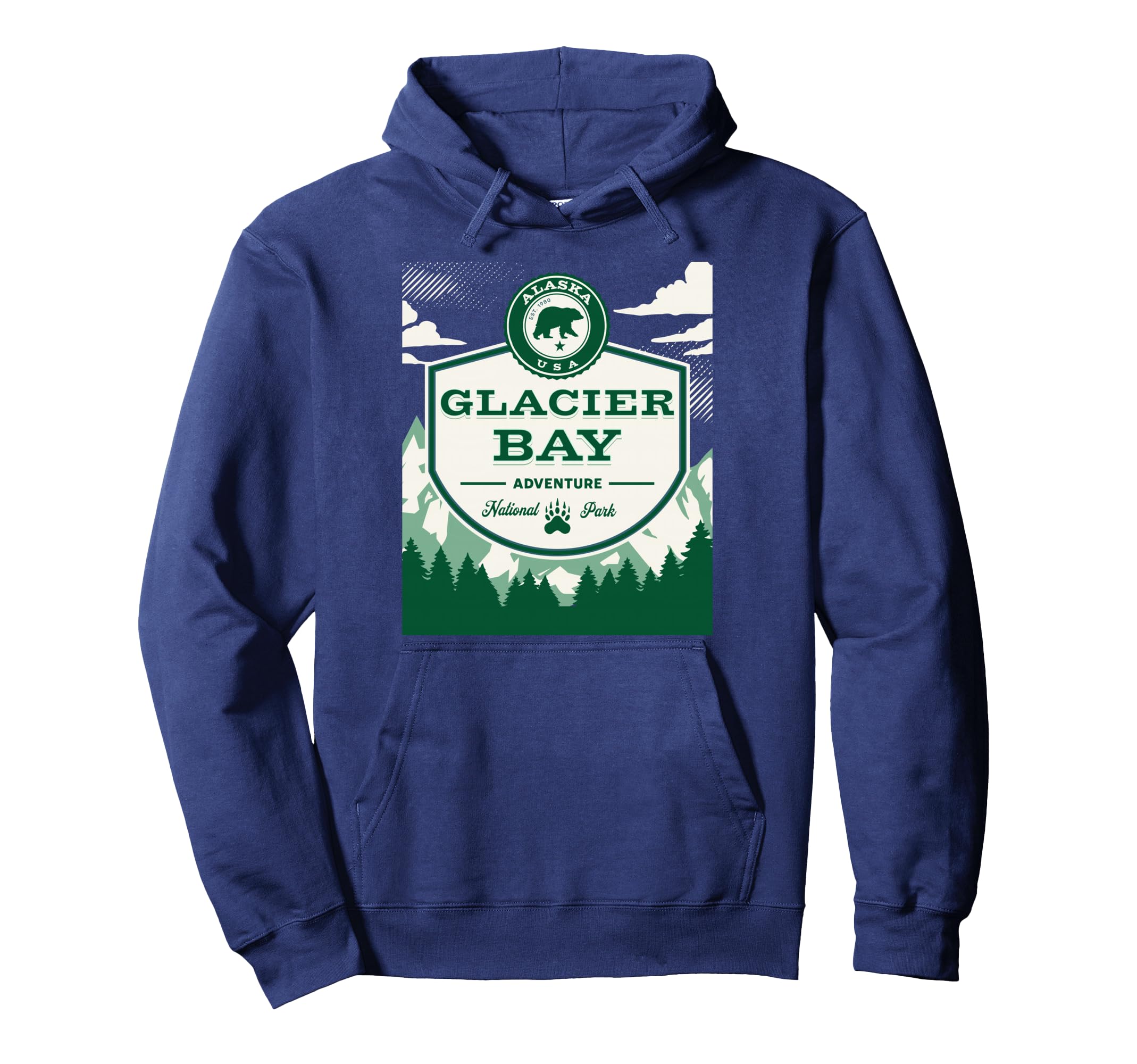 Glacier Bay National Park Alaska Hoodie - Minimalist Print Men Women - T-Shirt, Sweatshirt, Hoodie