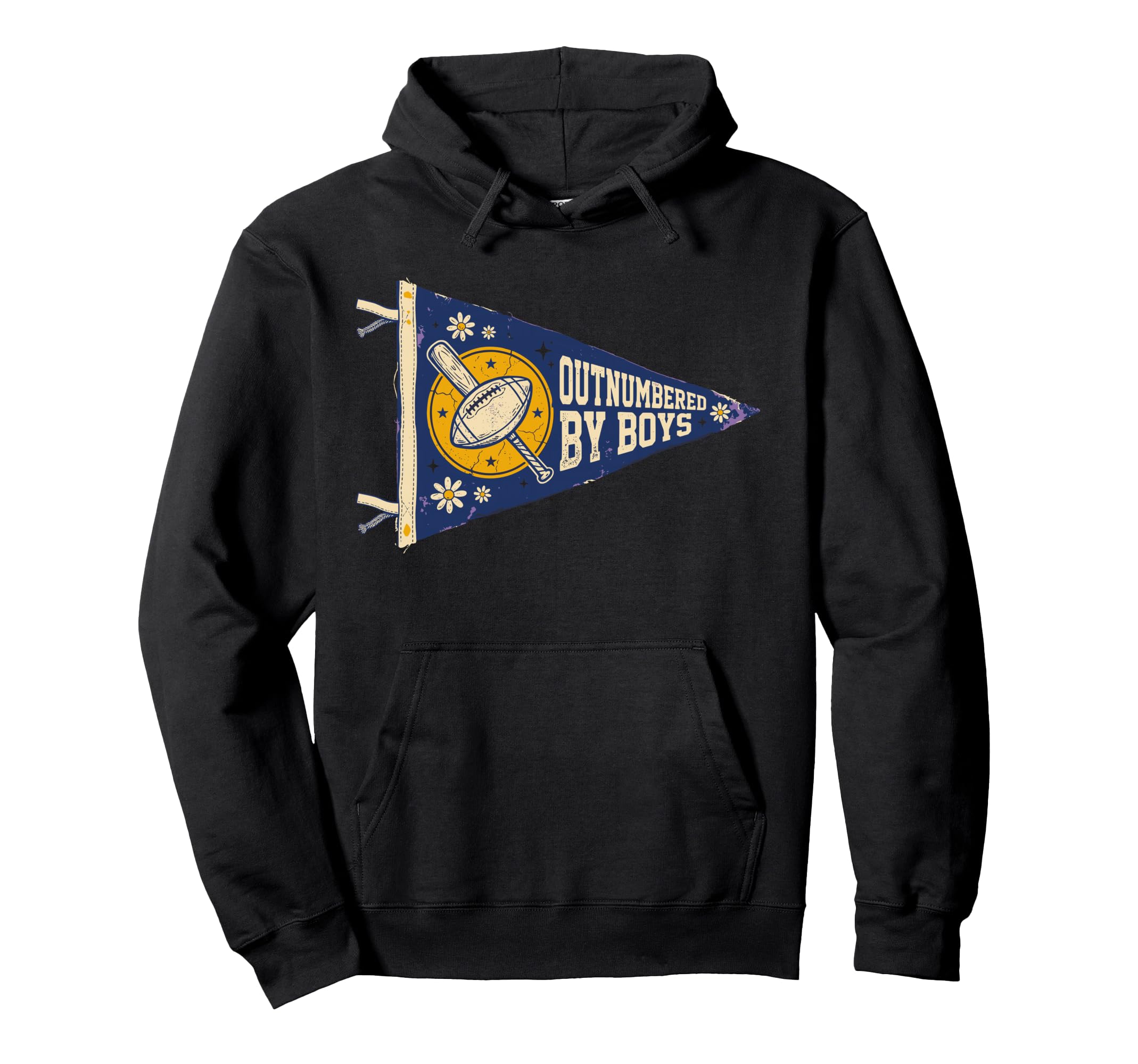 Outnumbered Chaos Parenting Sports Pennant Hoodie - Trendy Graphic Unisex - T-Shirt, Sweatshirt, Hoodie