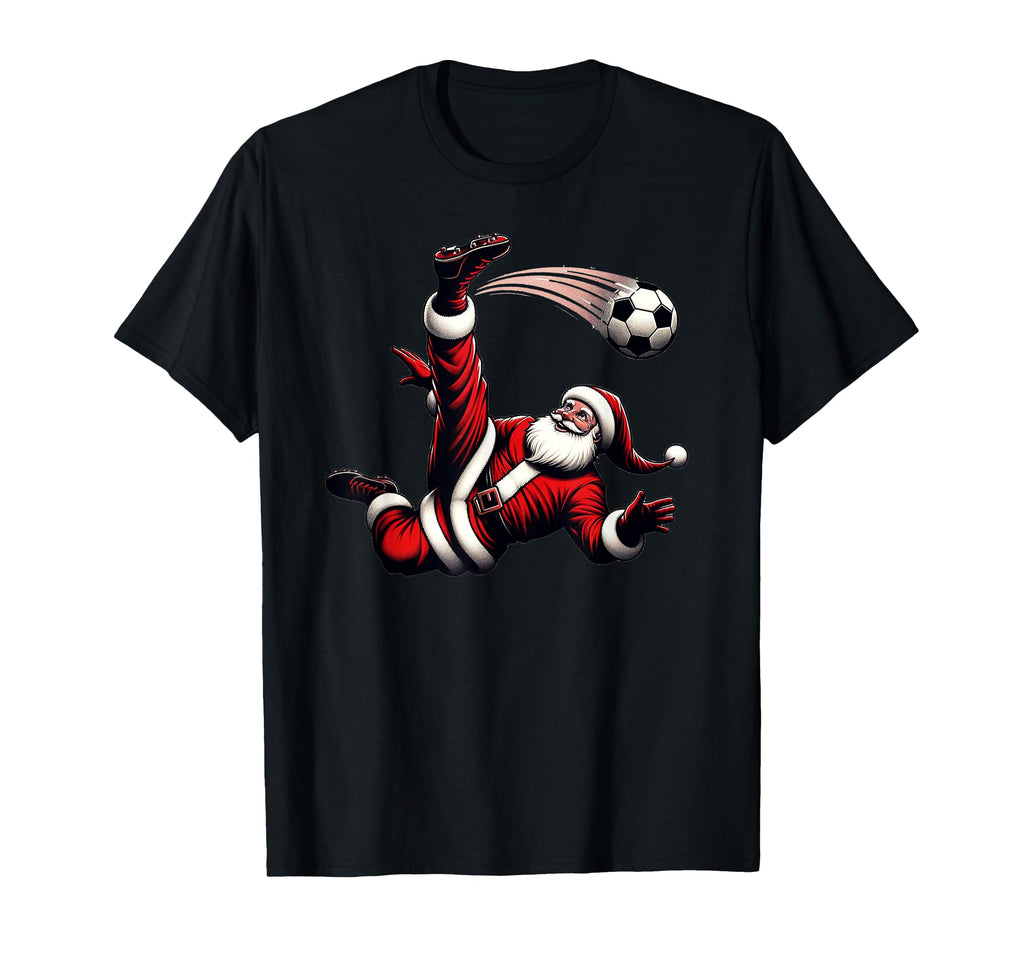 Soccer Santa Bicycle Kick Goal T-Shirt - Casual Everyday Wear for Adults - T-Shirt, Sweatshirt, Hoodie