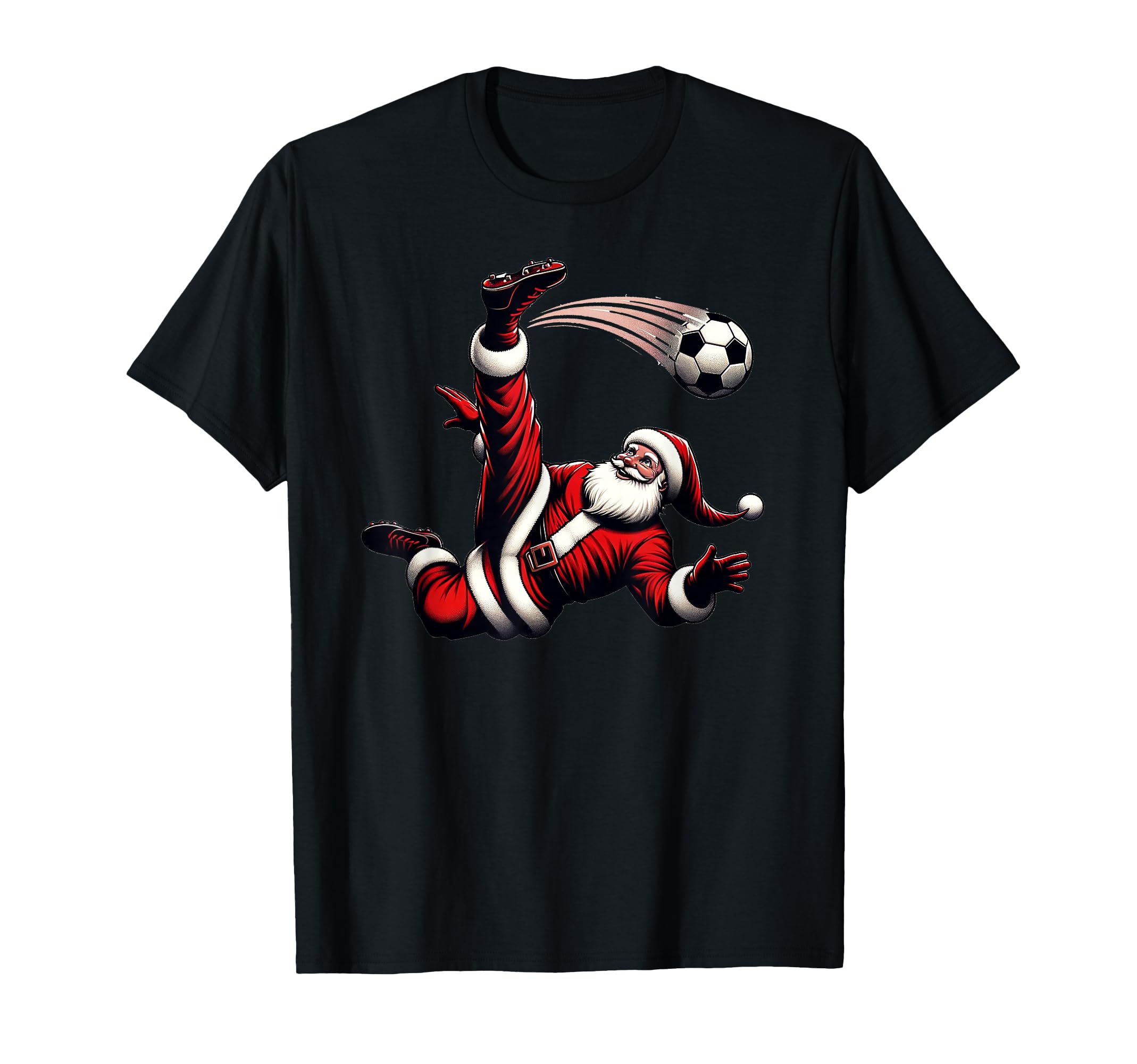 Soccer Santa Bicycle Kick Goal T-Shirt - Casual Everyday Wear for Adults - T-Shirt, Sweatshirt, Hoodie