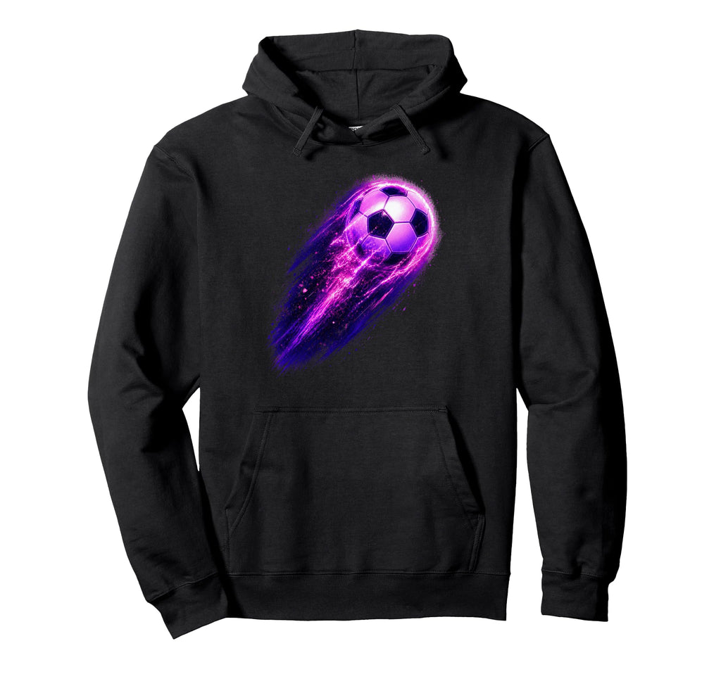 Retrowave Soccer Ball Futuristic Hoodie - Novelty Apparel Men Women - T-Shirt, Sweatshirt, Hoodie