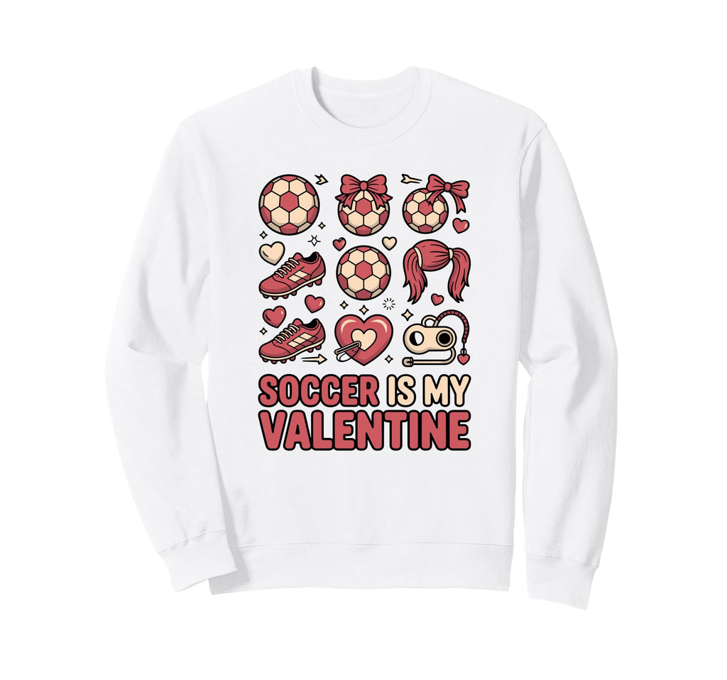 Soccer Is My Valentine Sporty Sweatshirt - Aesthetic Graphic Men Women - T-Shirt, Sweatshirt, Hoodie
