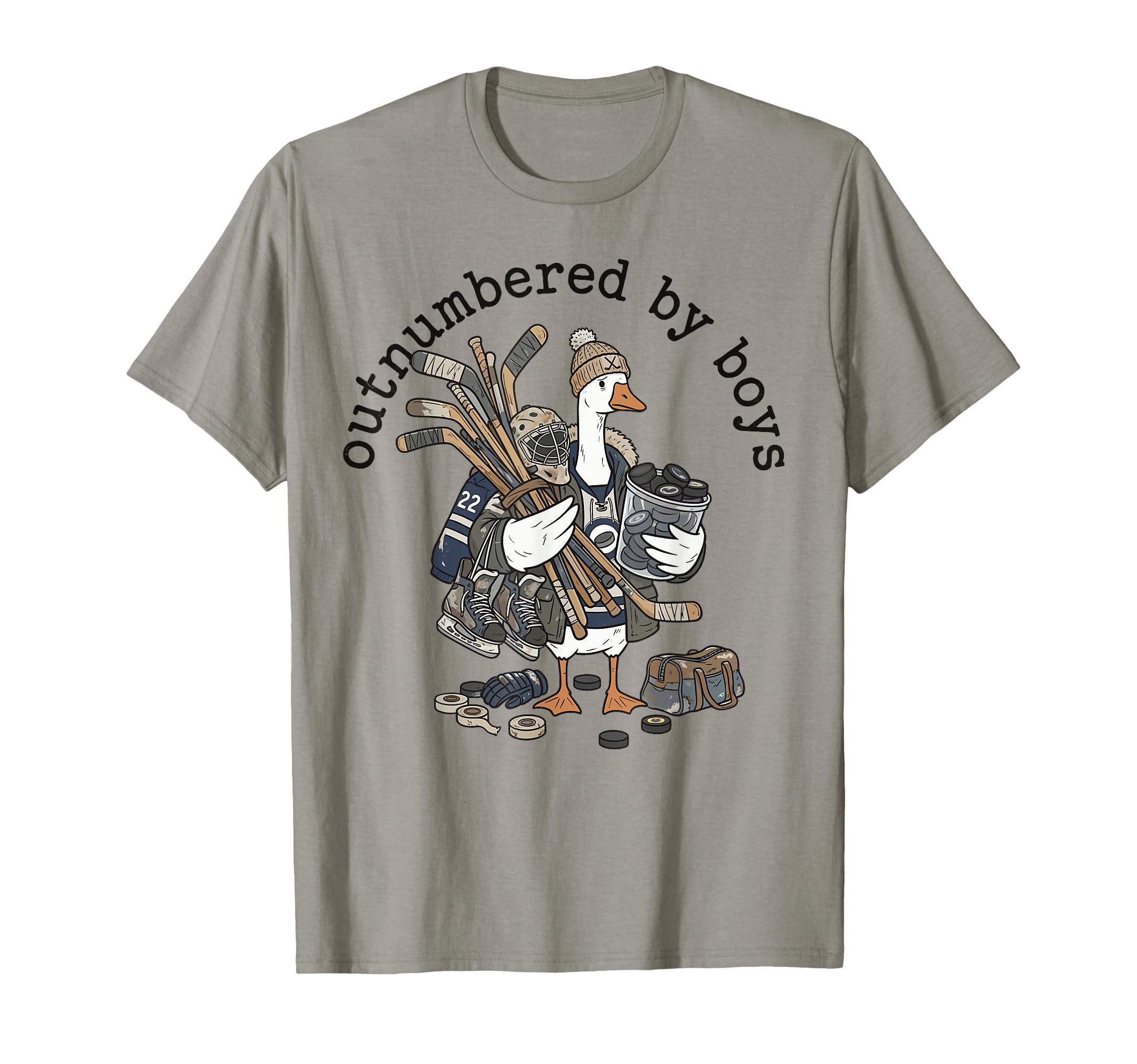 Mom Outnumbered Funny Iced Hockey T-Shirt - Novelty Apparel Men Women - T-Shirt, Sweatshirt, Hoodie