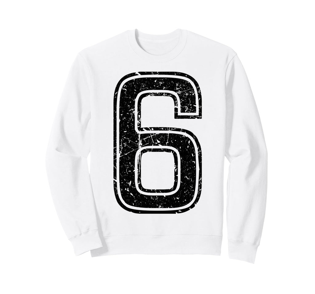 Black Sports Team Number 6 Sweatshirt - Graphic Print Unisex - T-Shirt, Sweatshirt, Hoodie