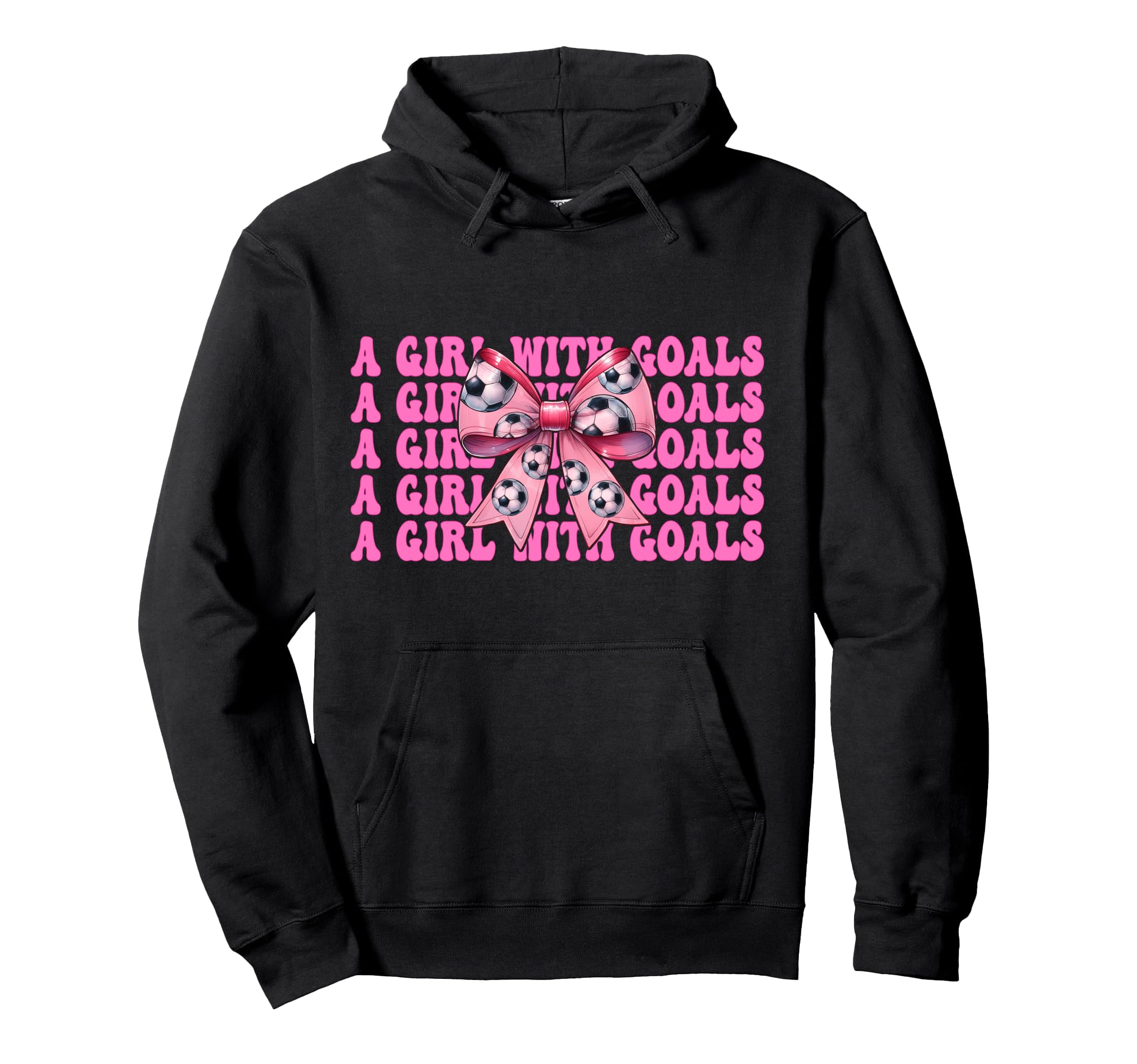 Goals Soccer Coquette Bow Hoodie - Novelty Apparel Unisex - T-Shirt, Sweatshirt, Hoodie