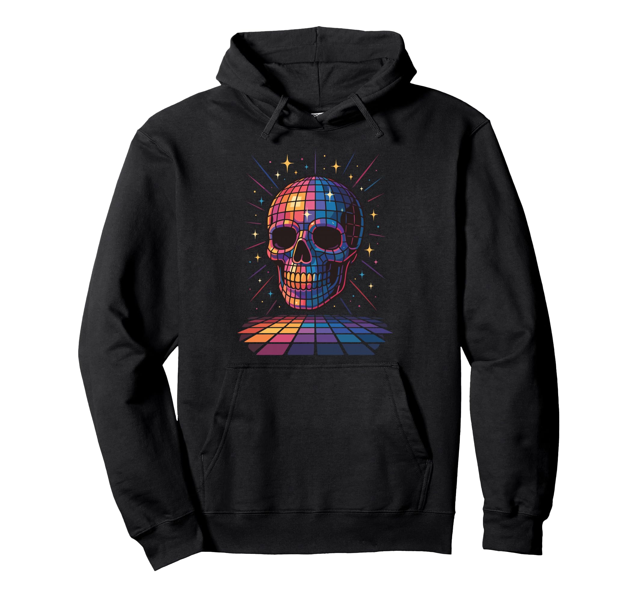Disco Ball Skull Dance Party Dark Hoodie - Streetwear Style Unisex - T-Shirt, Sweatshirt, Hoodie