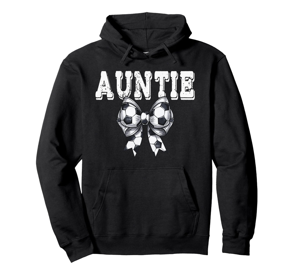 Coquette Soccer Bow Mom Sister Auntie Hoodie - Unique Graphic Men Women - T-Shirt, Sweatshirt, Hoodie