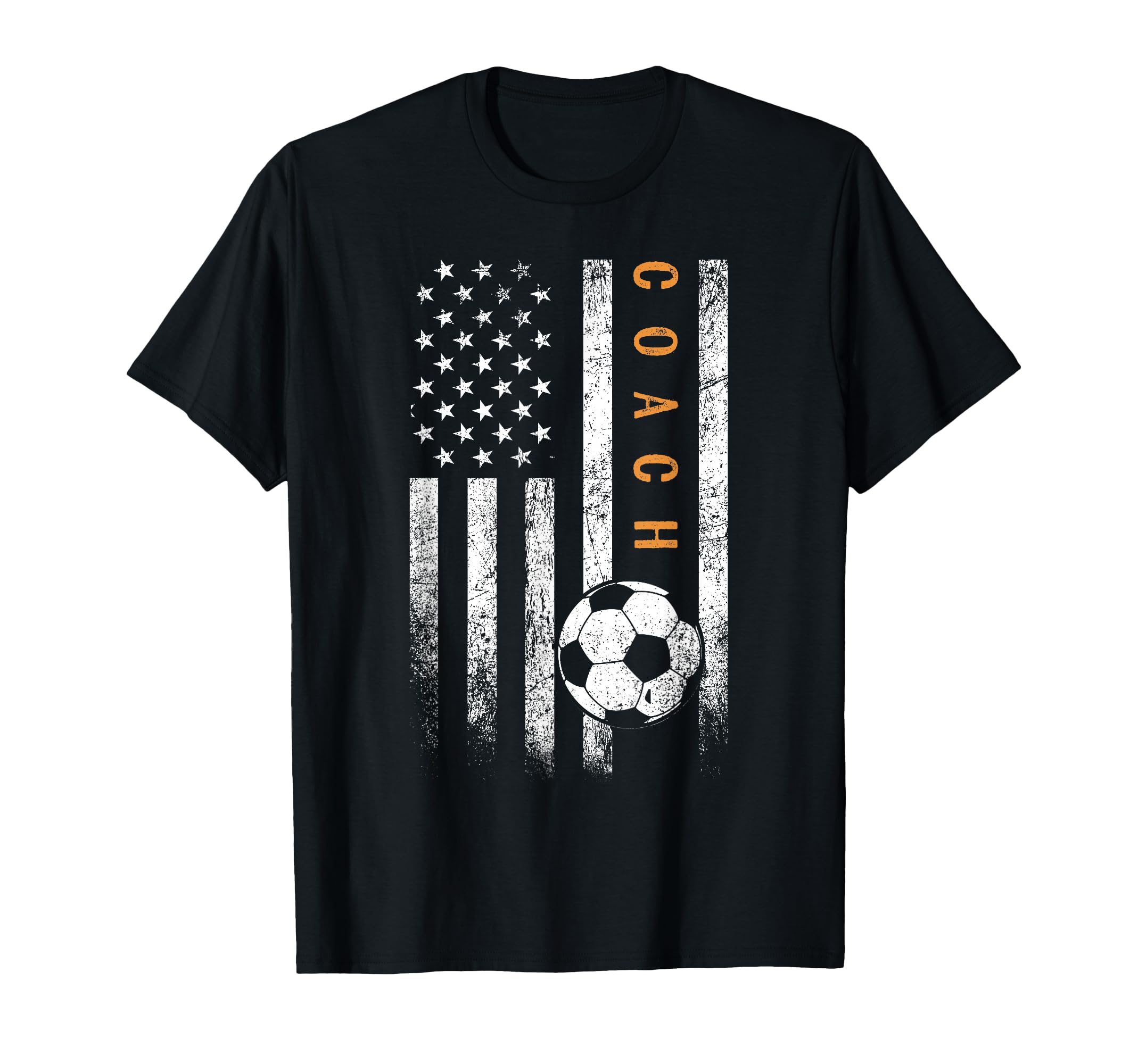 Soccer Coach American Flag Soccer T-Shirt - Fun Novelty Design Men Women - T-Shirt, Sweatshirt, Hoodie