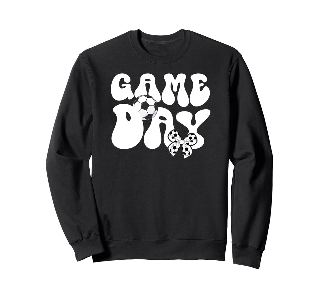 Groovy Soccer Game Day Bow Game Day Sweatshirt - Novelty Apparel Unisex - T-Shirt, Sweatshirt, Hoodie