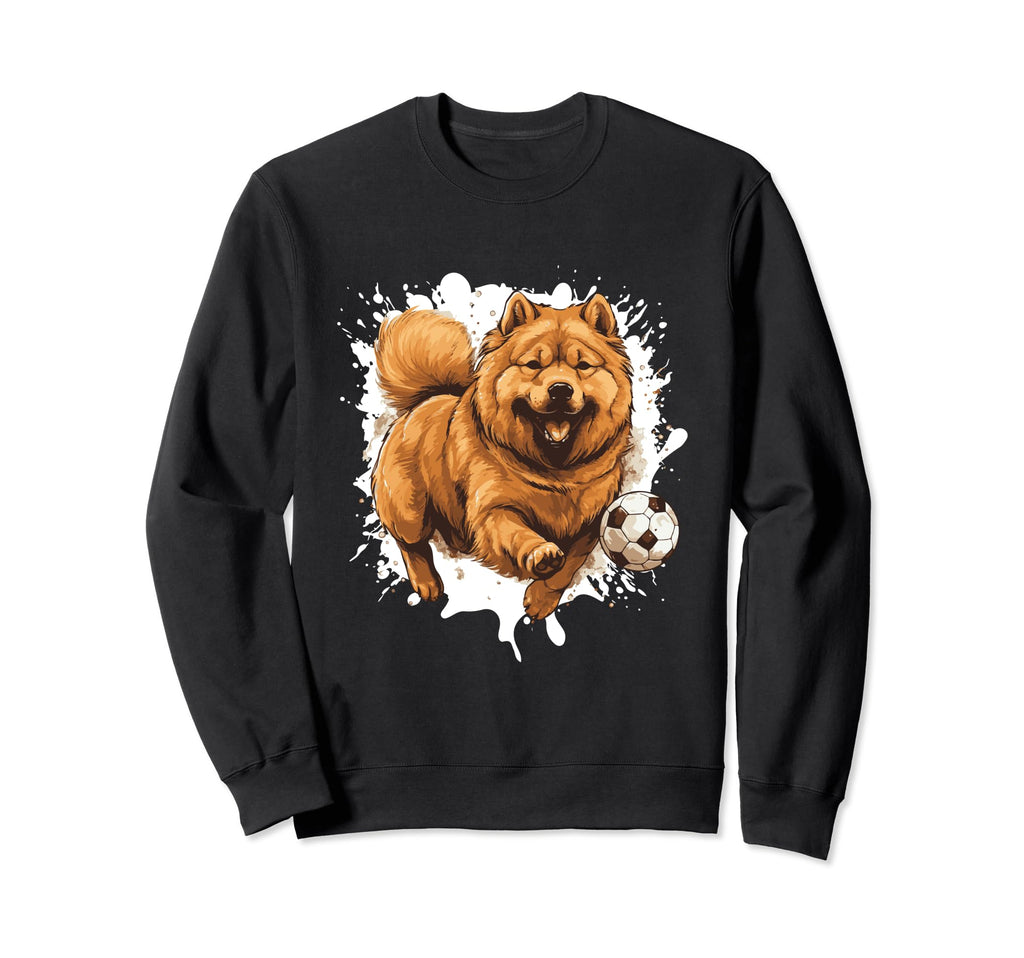 Chow Chow Dog Playing Soccer Funny Sweatshirt - Trendy Graphic for Adults - T-Shirt, Sweatshirt, Hoodie