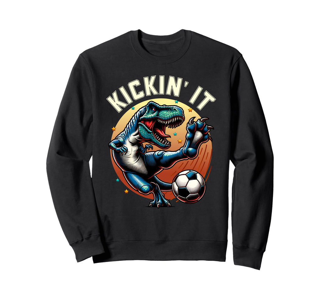 T Rex Dinosaur Soccer Player Ball Sweatshirt - Graphic Print Men Women - T-Shirt, Sweatshirt, Hoodie