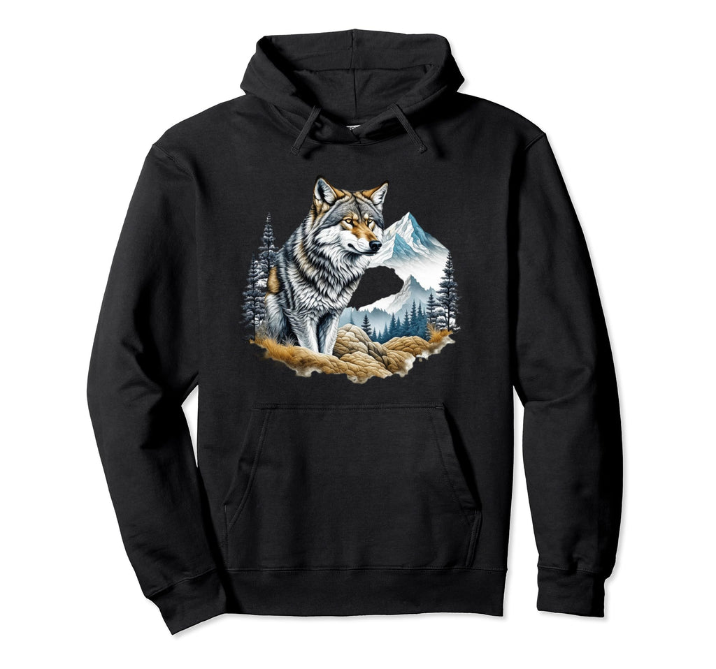 Wolf Hiking Travel Camping Outdoors Hoodie - Minimalist Print for Adults - T-Shirt, Sweatshirt, Hoodie