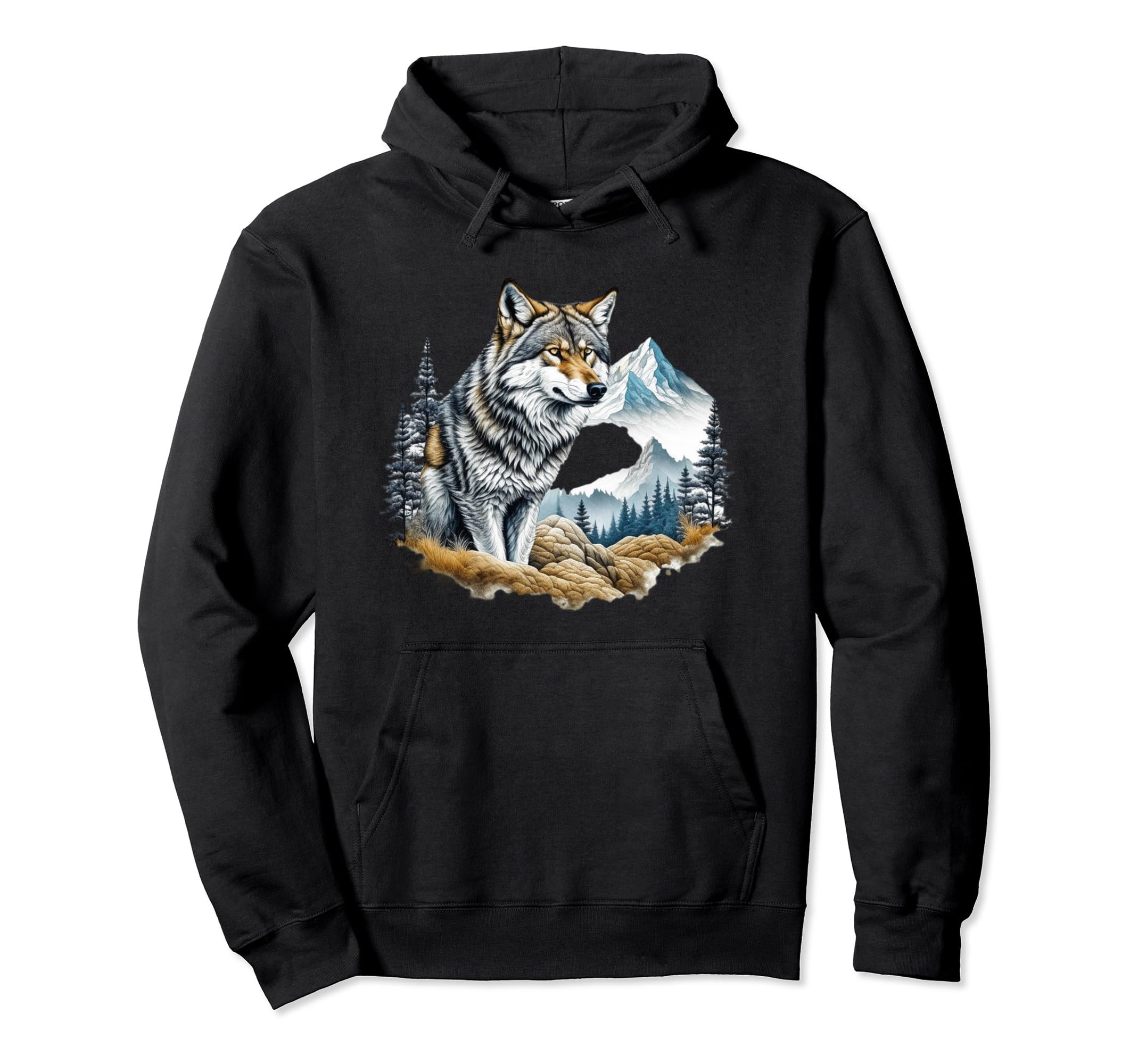 Wolf Hiking Travel Camping Outdoors Hoodie - Minimalist Print for Adults - T-Shirt, Sweatshirt, Hoodie