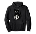 Funny Black Cat Soccer Hoodie - Custom Art Print for Adults - T-Shirt, Sweatshirt, Hoodie