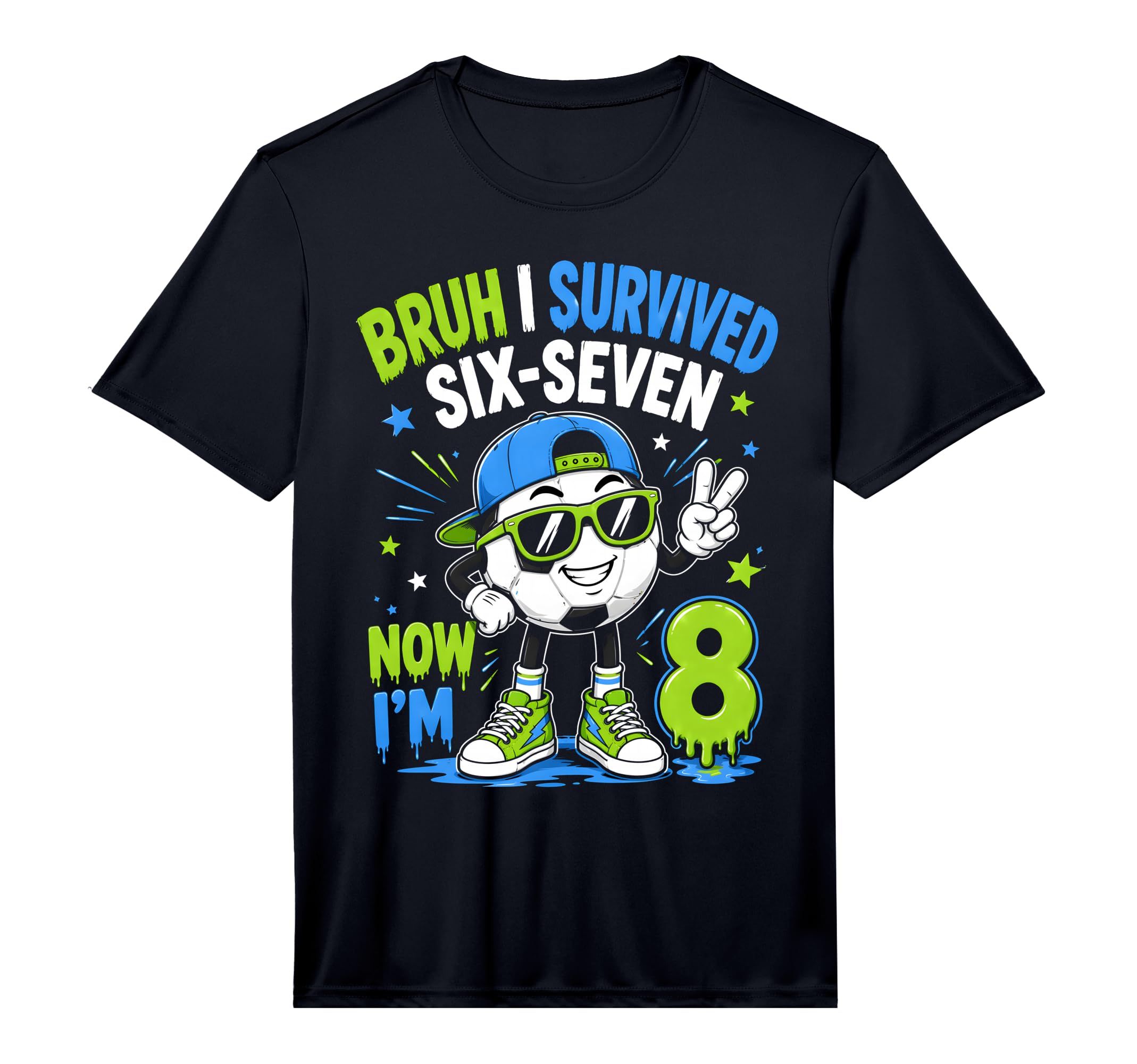 8Th Birthday Soccer Ice Cream Drip 8 T-Shirt - Trendy Graphic Men Women - T-Shirt, Sweatshirt, Hoodie
