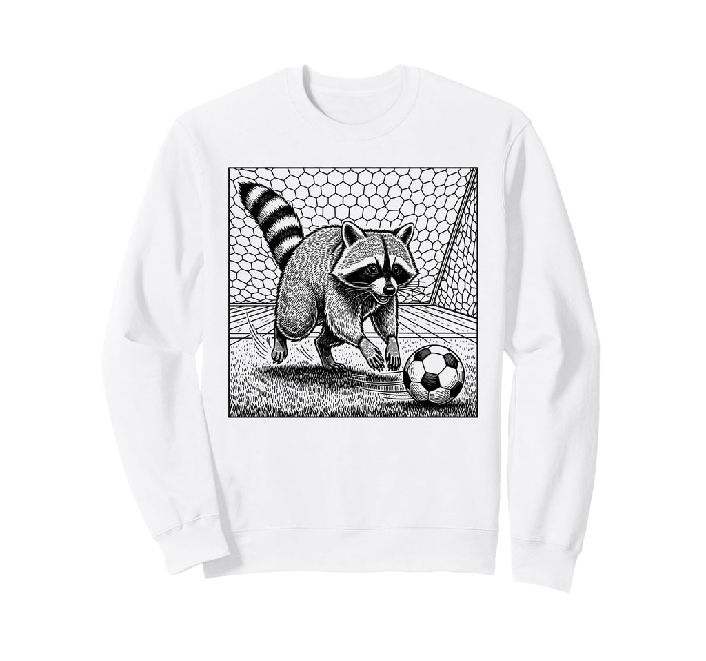 Raccoon Soccer Player Sport Sweatshirt - Graphic Print Men Women - T-Shirt, Sweatshirt, Hoodie
