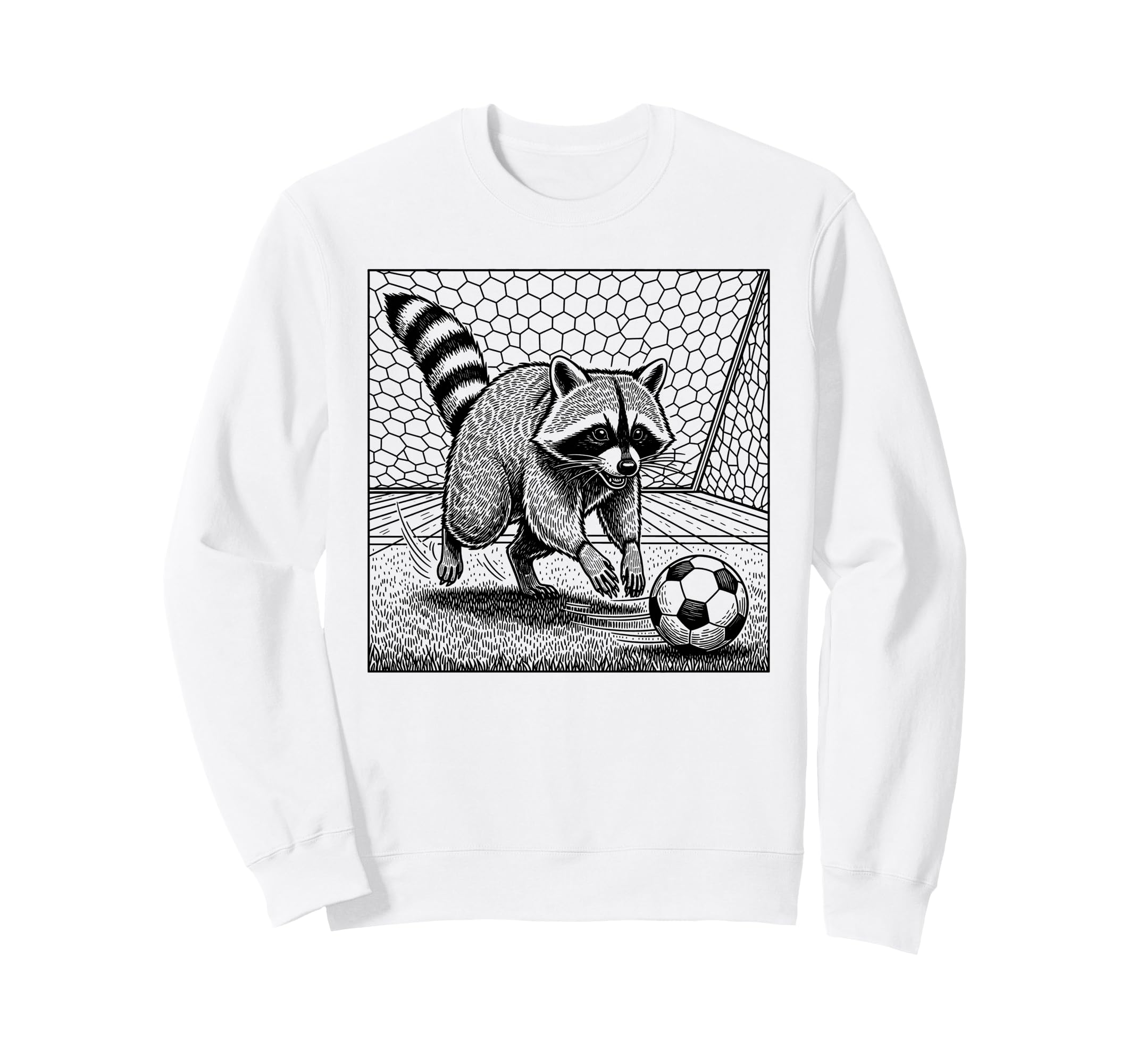 Raccoon Soccer Player Sport Sweatshirt - Graphic Print Men Women - T-Shirt, Sweatshirt, Hoodie
