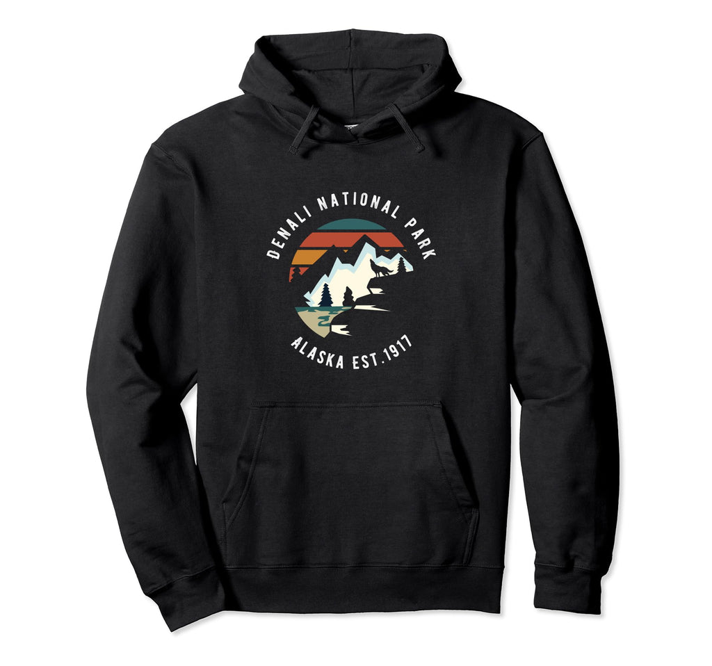 Sunset Wolf Denali Alaska National Park Hoodie - Novelty Apparel for Adults - T-Shirt, Sweatshirt, Hoodie