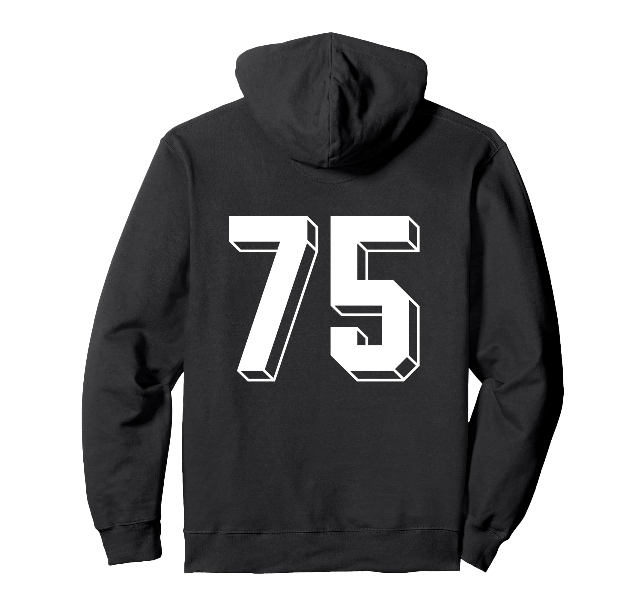 Number 75 Backside 80S 90S Team Hoodie - Fun Novelty Design for Adults - T-Shirt, Sweatshirt, Hoodie