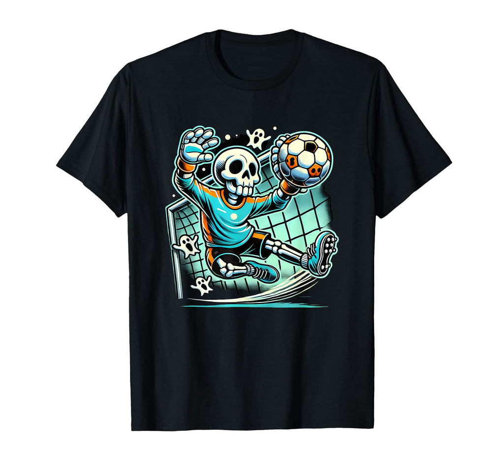 Halloween Skeleton Goalie Soccer T-Shirt - Casual Everyday Wear Unisex - T-Shirt, Sweatshirt, Hoodie