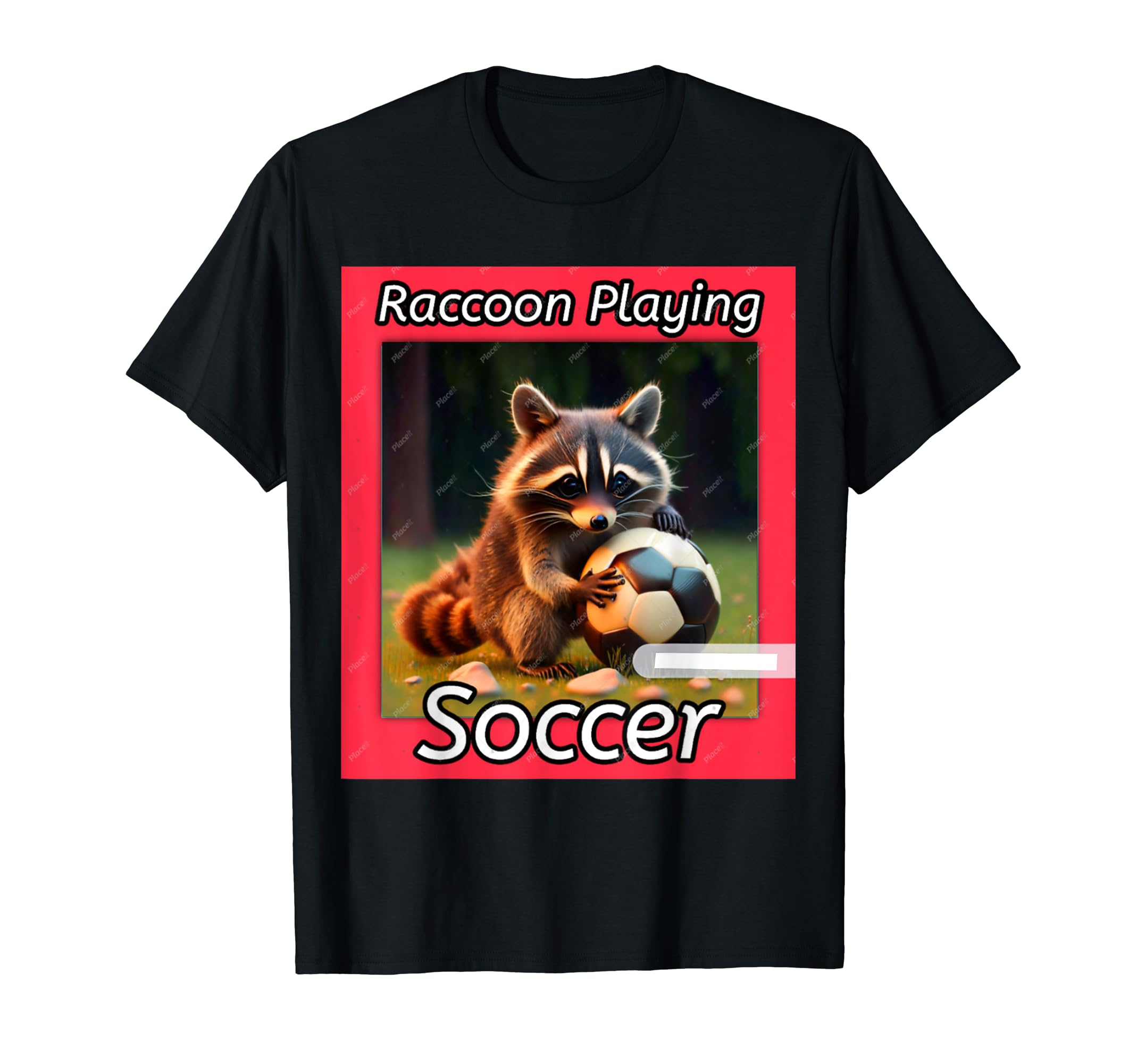 Raccoon Play Soccer T-Shirt - Minimalist Print Men Women - T-Shirt, Sweatshirt, Hoodie
