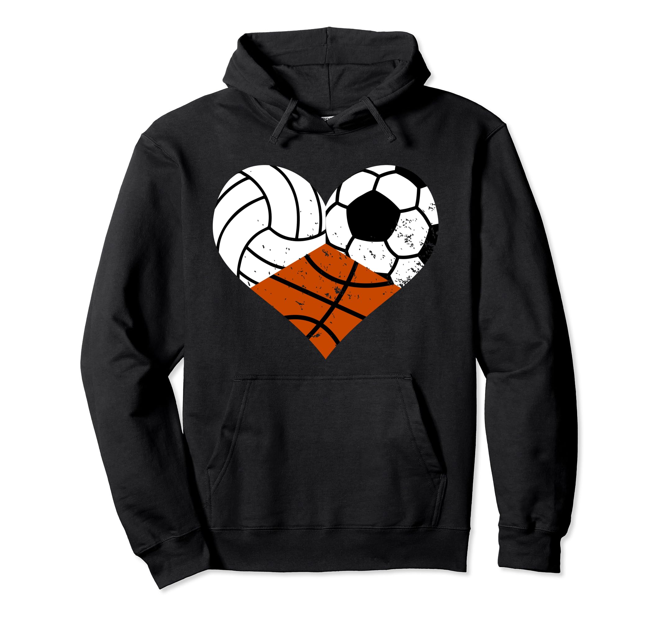 Volleyball Soccer Basketball Heart Funny Hoodie - Unique Graphic Unisex - T-Shirt, Sweatshirt, Hoodie