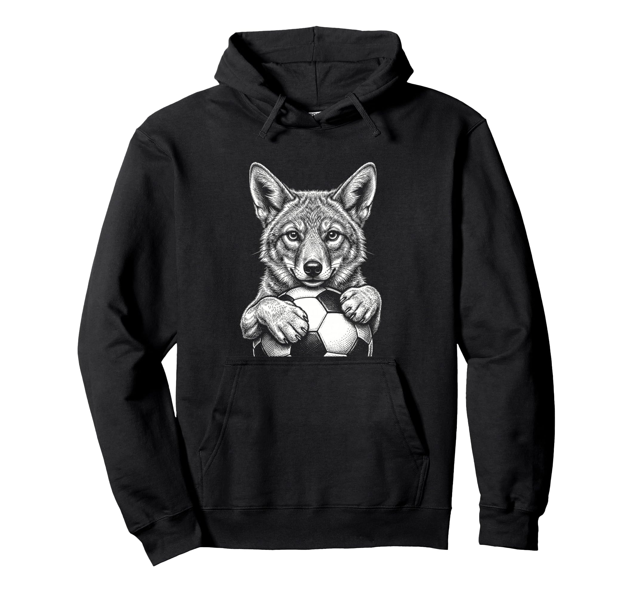 Black And White Prairie Mascot Coyote Hoodie - Streetwear Style Unisex - T-Shirt, Sweatshirt, Hoodie
