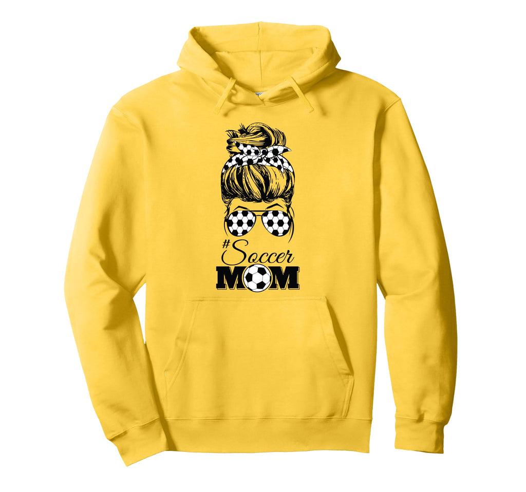 Soccer Mom Messy Bun Glasses Funny Hoodie - Trendy Graphic for Adults - T-Shirt, Sweatshirt, Hoodie