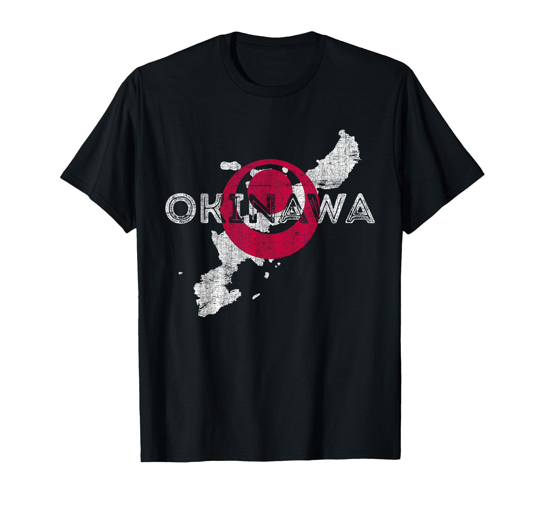 Okinawa Map And Flag Distressed T-Shirt - Minimalist Print for Adults - T-Shirt, Sweatshirt, Hoodie