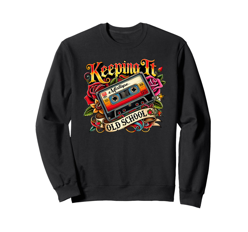 80S Mixtape Music Cassette Tape Sweatshirt - Custom Art Print for Adults - T-Shirt, Sweatshirt, Hoodie