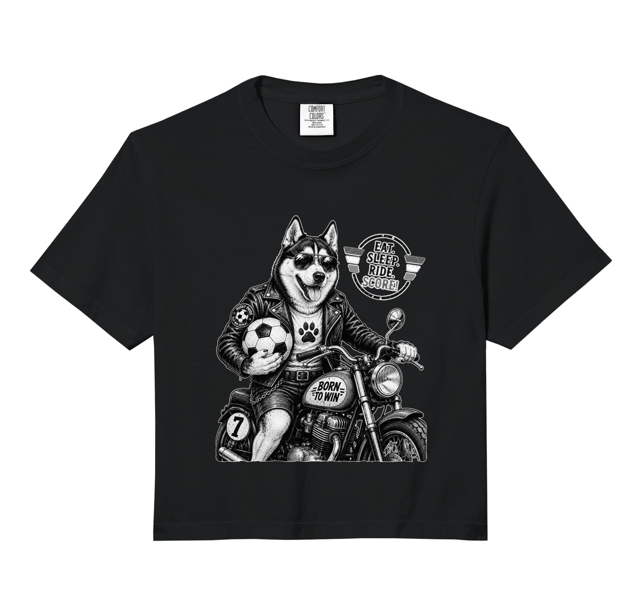 Husky Motorbike Love Footbal T-Shirt - Casual Everyday Wear for Adults - T-Shirt, Sweatshirt, Hoodie