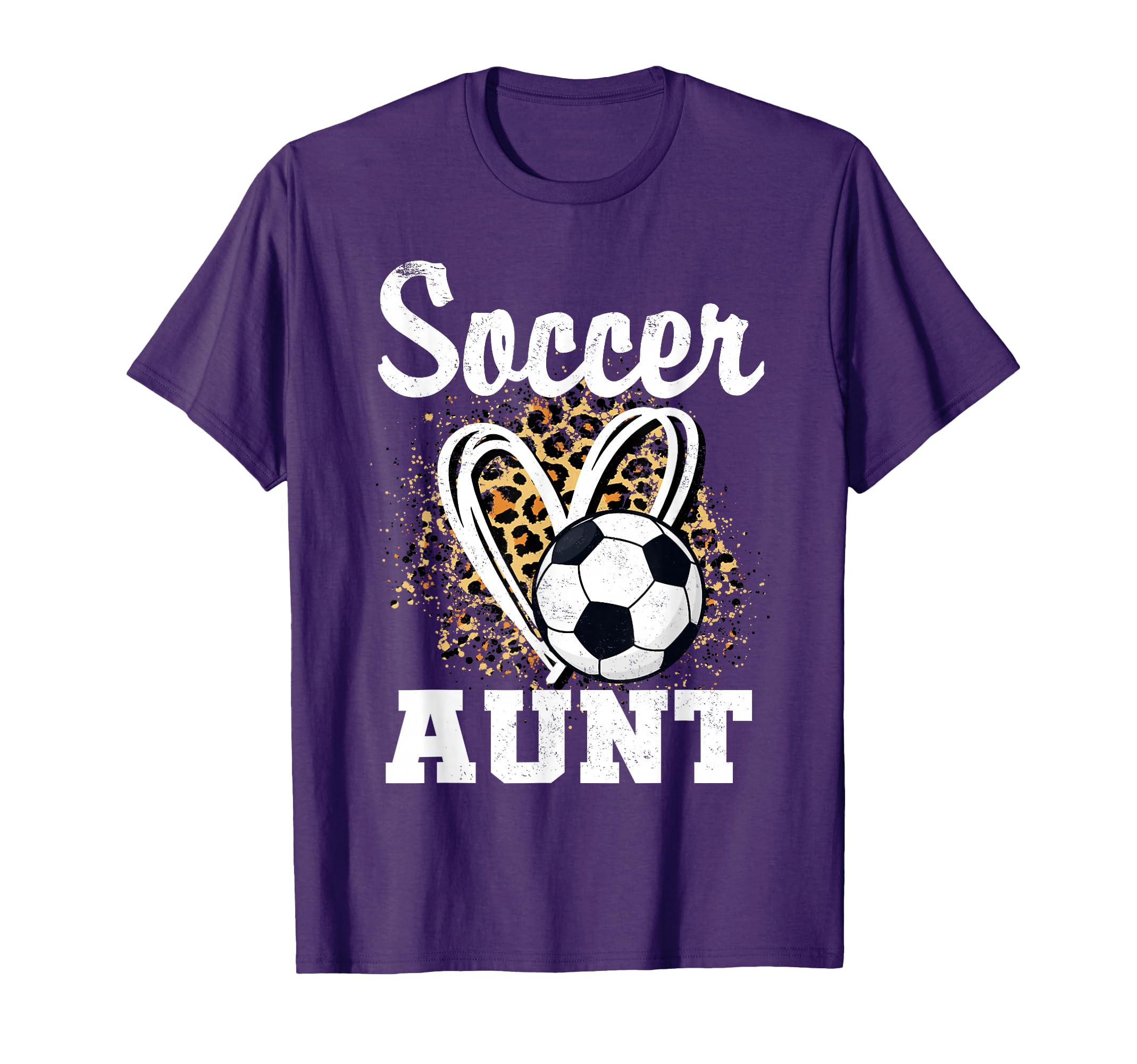 Soccer Aunt Leopard Heart Matching T-Shirt - Casual Everyday Wear Unisex - T-Shirt, Sweatshirt, Hoodie