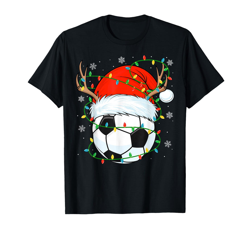 Santa Soccer Ball Lights Soccer T-Shirt - Aesthetic Graphic for Adults - T-Shirt, Sweatshirt, Hoodie