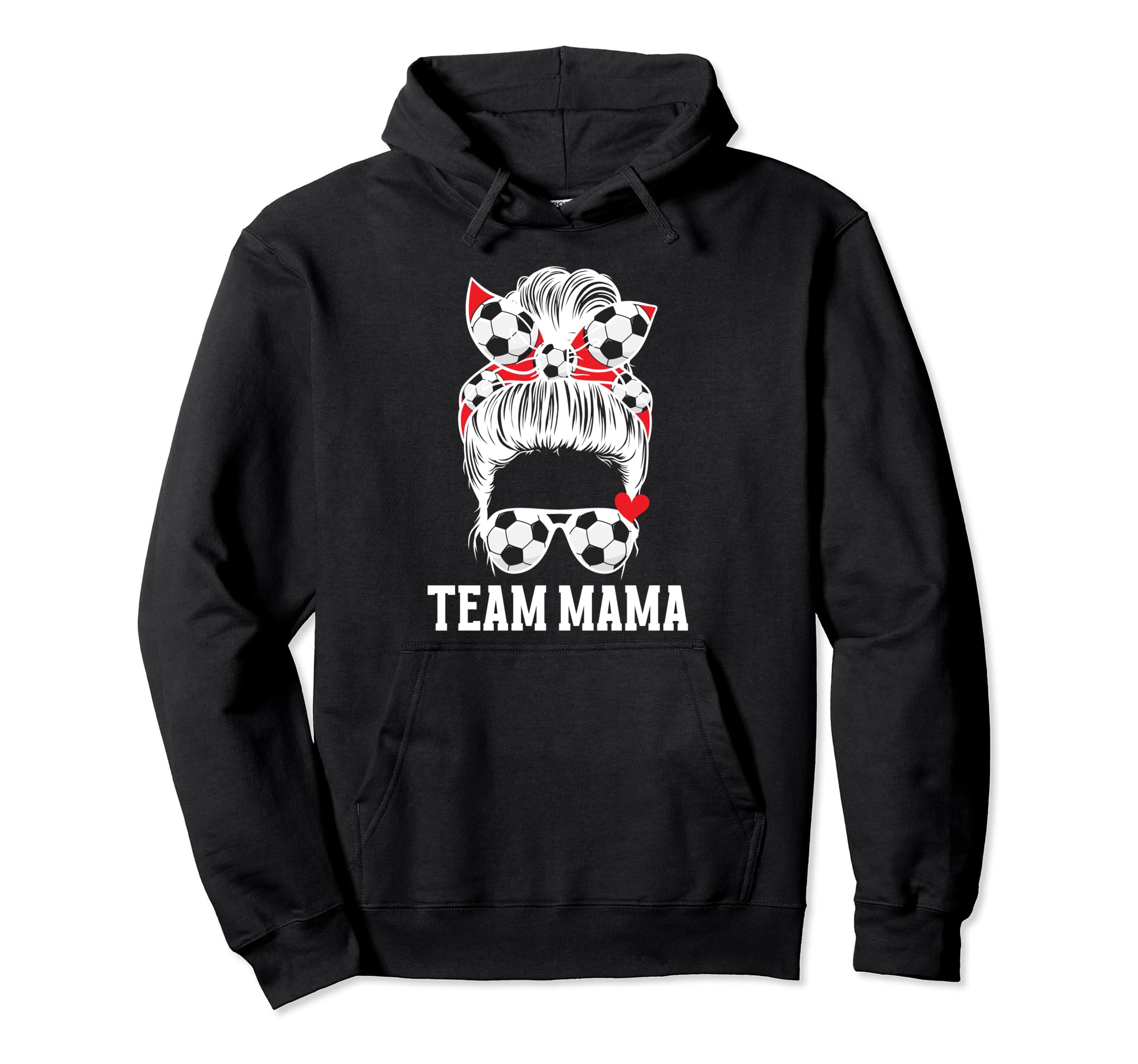Soccer Team Mama Messy Bun Soccer Hoodie - Custom Art Print for Adults - T-Shirt, Sweatshirt, Hoodie